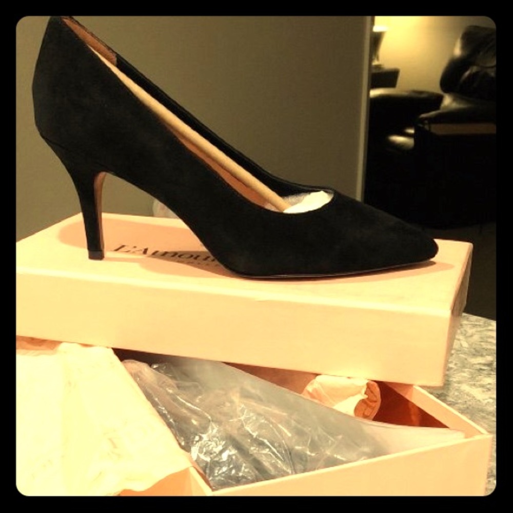 L’AmourDesPieds Kalani Pump Black Suede High Heel